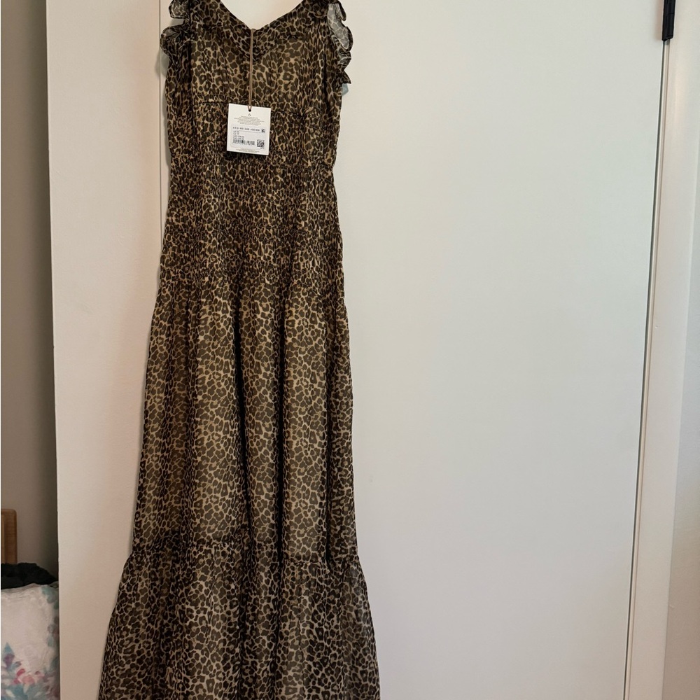 American Eagle Outfitters Brown and Black Ruffled Tiered Sundress